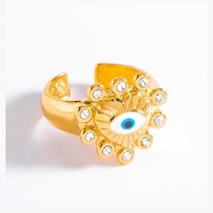 Con Diseño De Ojo De Corazón Y Aleación Azul Dorado De Estilo Sencillo, 18k. 🥰